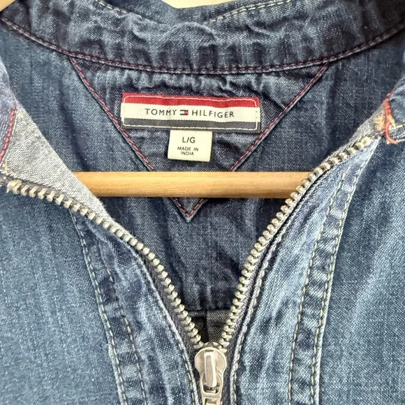 Tommy Hilfiger Sleeveless Denim Zip-Front Shift Dress - Blue - Picture 3 of 3